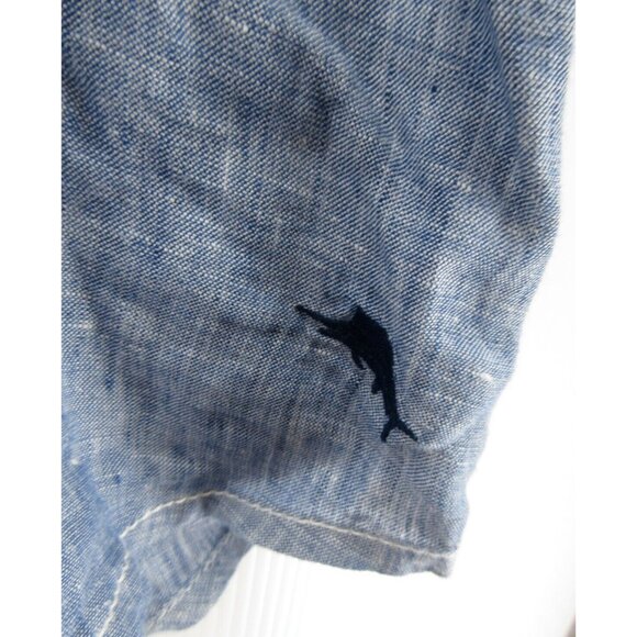 Tommy Bahama Shirt XXL Linen Hawaiian Button Up Camp Pocket Marlin Logo - Picture 4 of 10